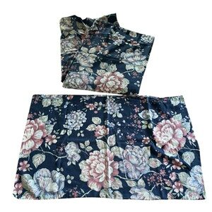 Vintage Floral Twin Duvet Cover with snaps + Pillow Case | Shabby Cottagecore
